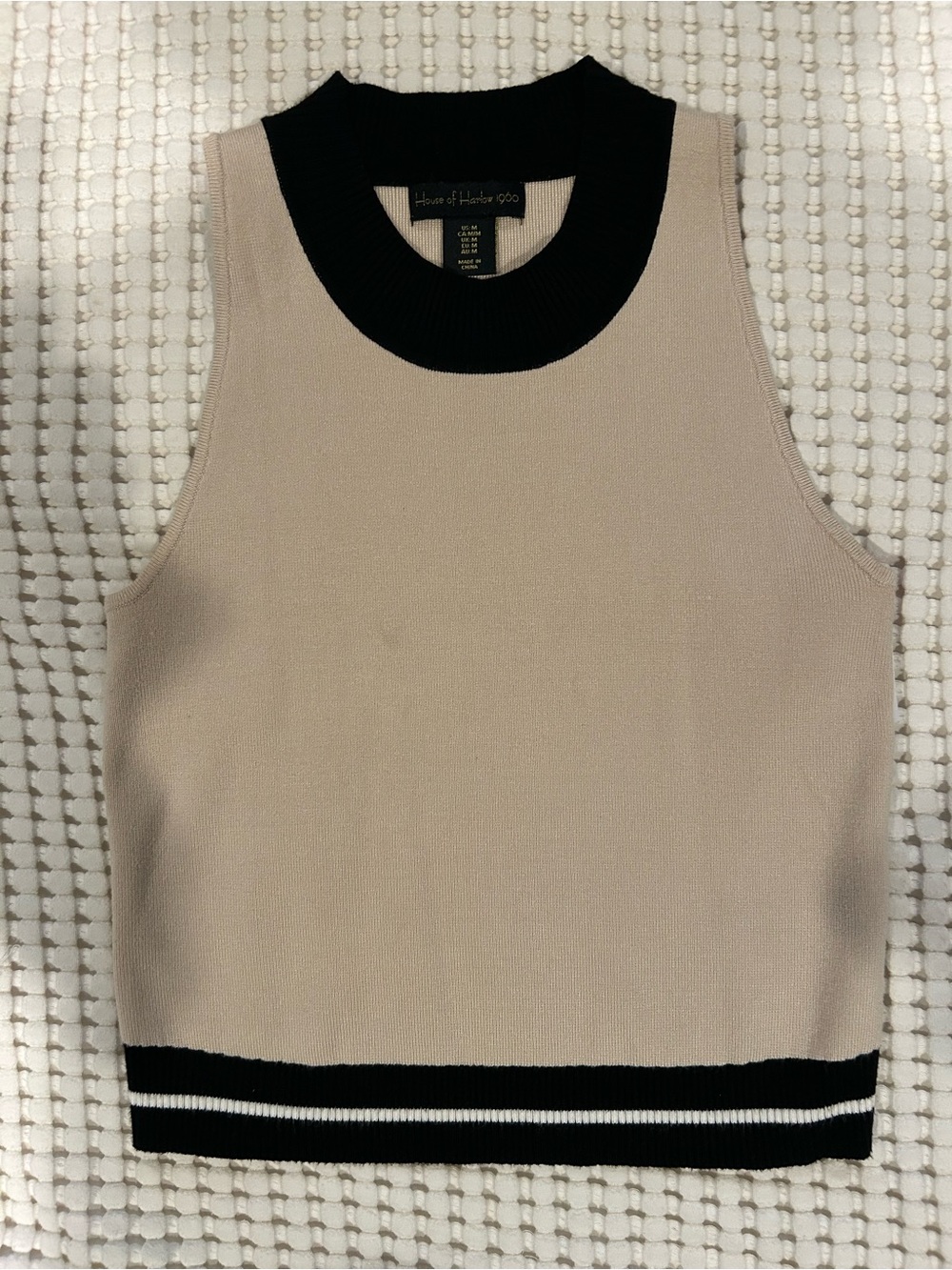 House of Harlow 1960 Sleeveless Knit Tank in Beige and Black